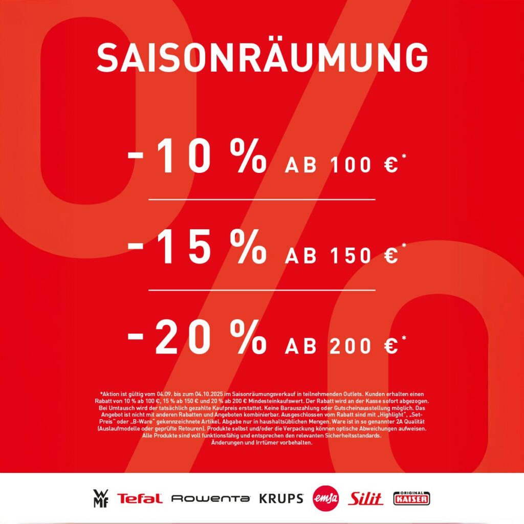 Tefal Saisonräumung mit Staffelrabatt