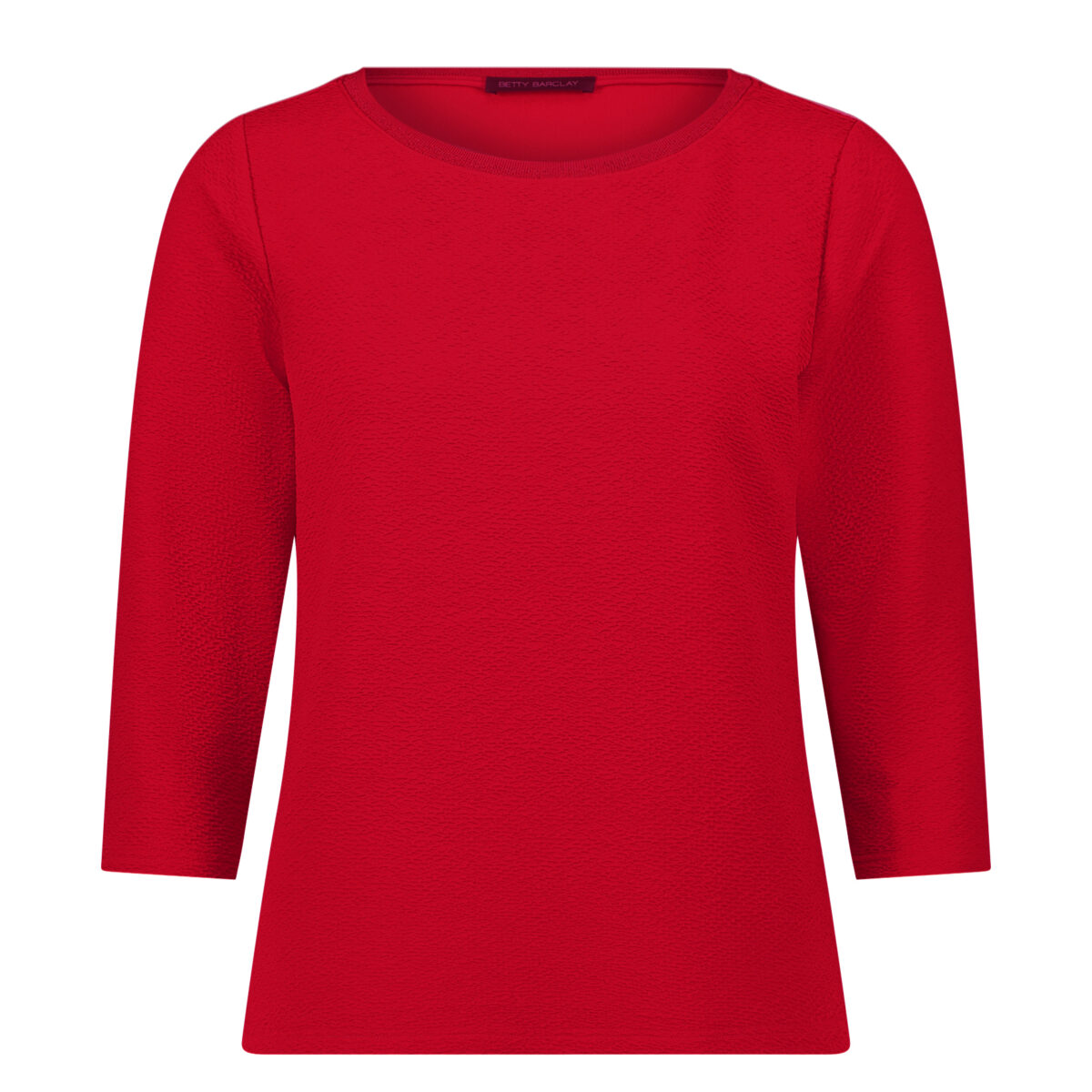 Rotes Betty Barclay Shirt mit rundem Ausschnitt und 3/4-Arm, freigestellt auf weißem Hintergrund