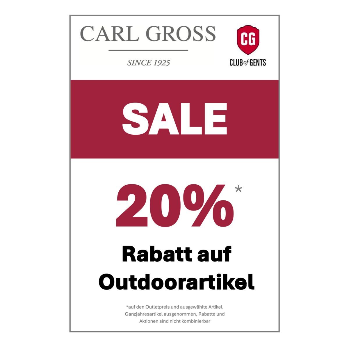 20 % Rabatt* auf Outdoorartikel