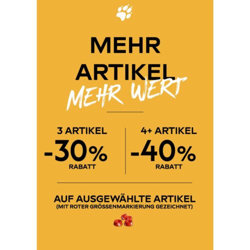 Mehr Artikel mehr Wert 3 Artikel -30% 4 Artikel -40 %
