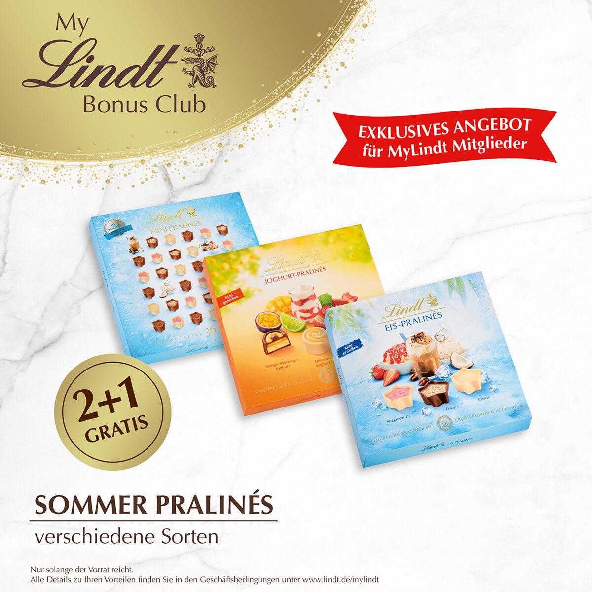 2+1 Gratis: Sommer Pralinés