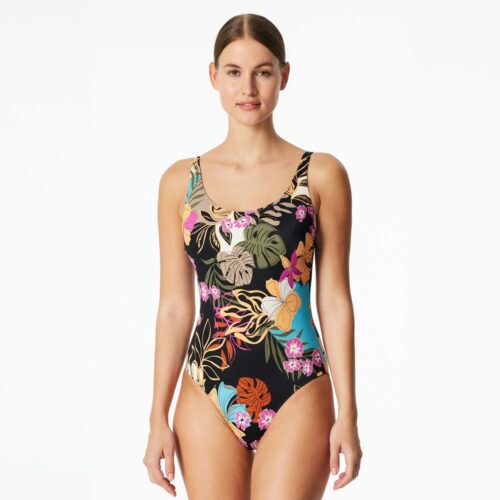 Badeanzug Jersey Blumen multicolor - Aqua