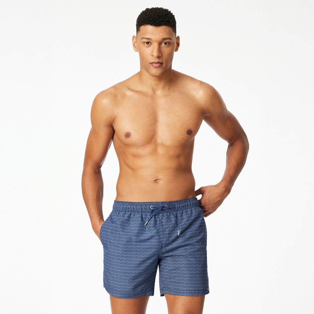 Badeshorts navy gemustert - Aqua
